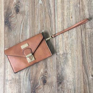 Brown Leather Michael Kors Wristlet